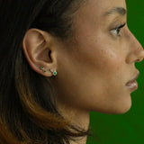 14K Solid Gold Double Gem Drop Stud – Anygolds