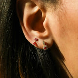 14K Solid Gold Double Gem Drop Stud – Anygolds