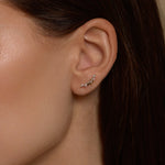 14K Solid Gold Marquise Curved Leaf Stud – Anygolds