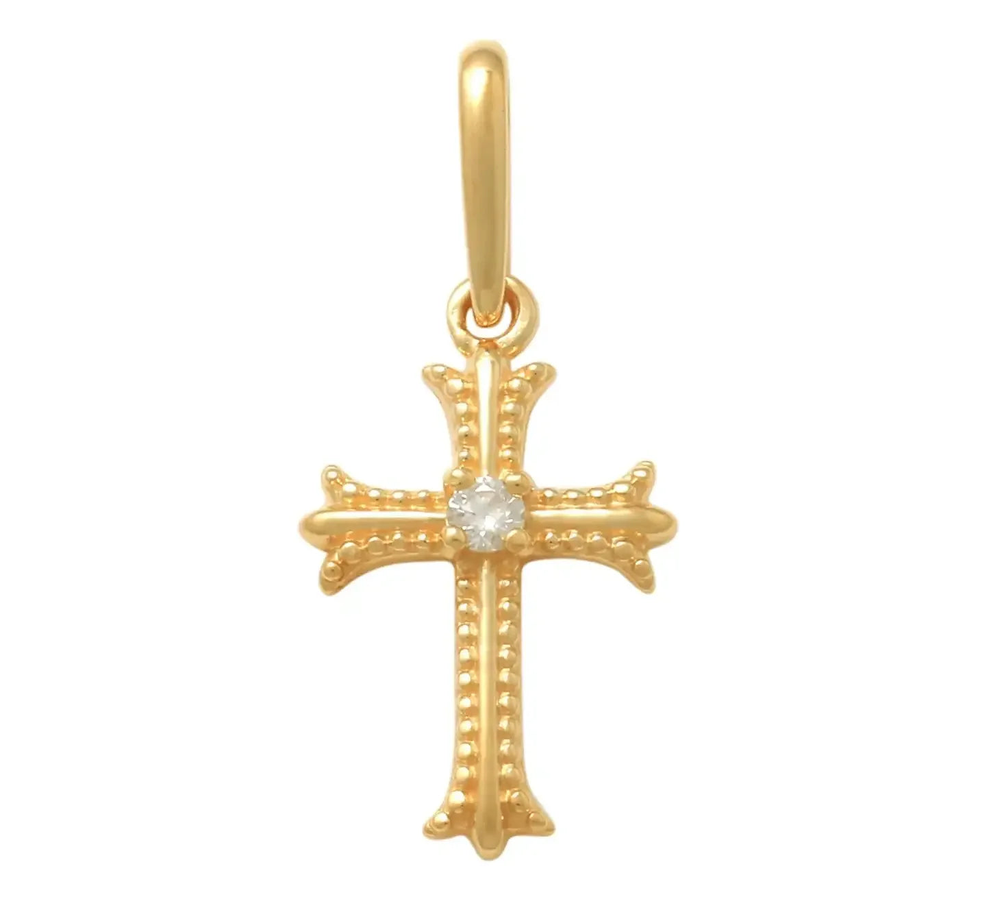 14K Solid Gold Diamond Gothic Cross Pendant – Anygolds
