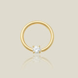 14K Solid Gold Gemstone Continuous Hoop – Anygolds