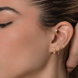 14K Solid Gold Engraved Cross Huggie Hoop Earrings – Anygolds
