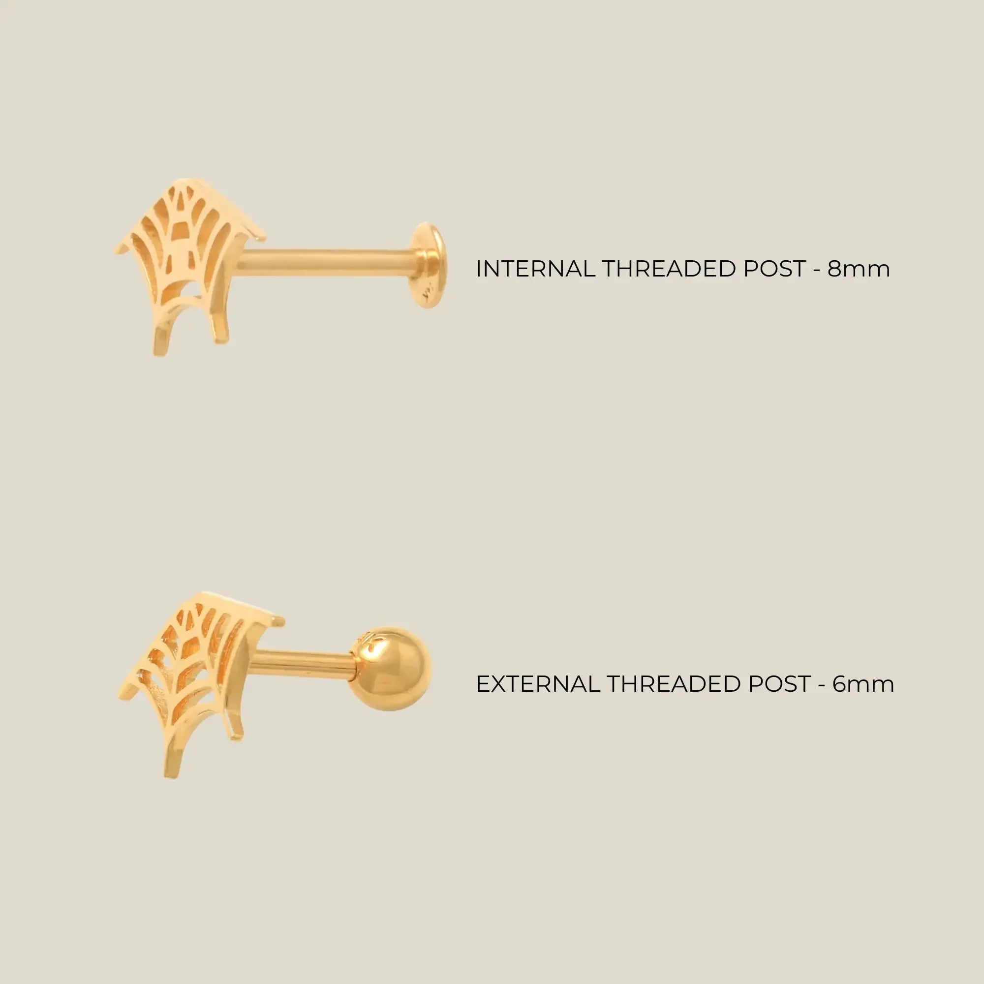 14K Solid Gold Spider Web Stud – Anygolds