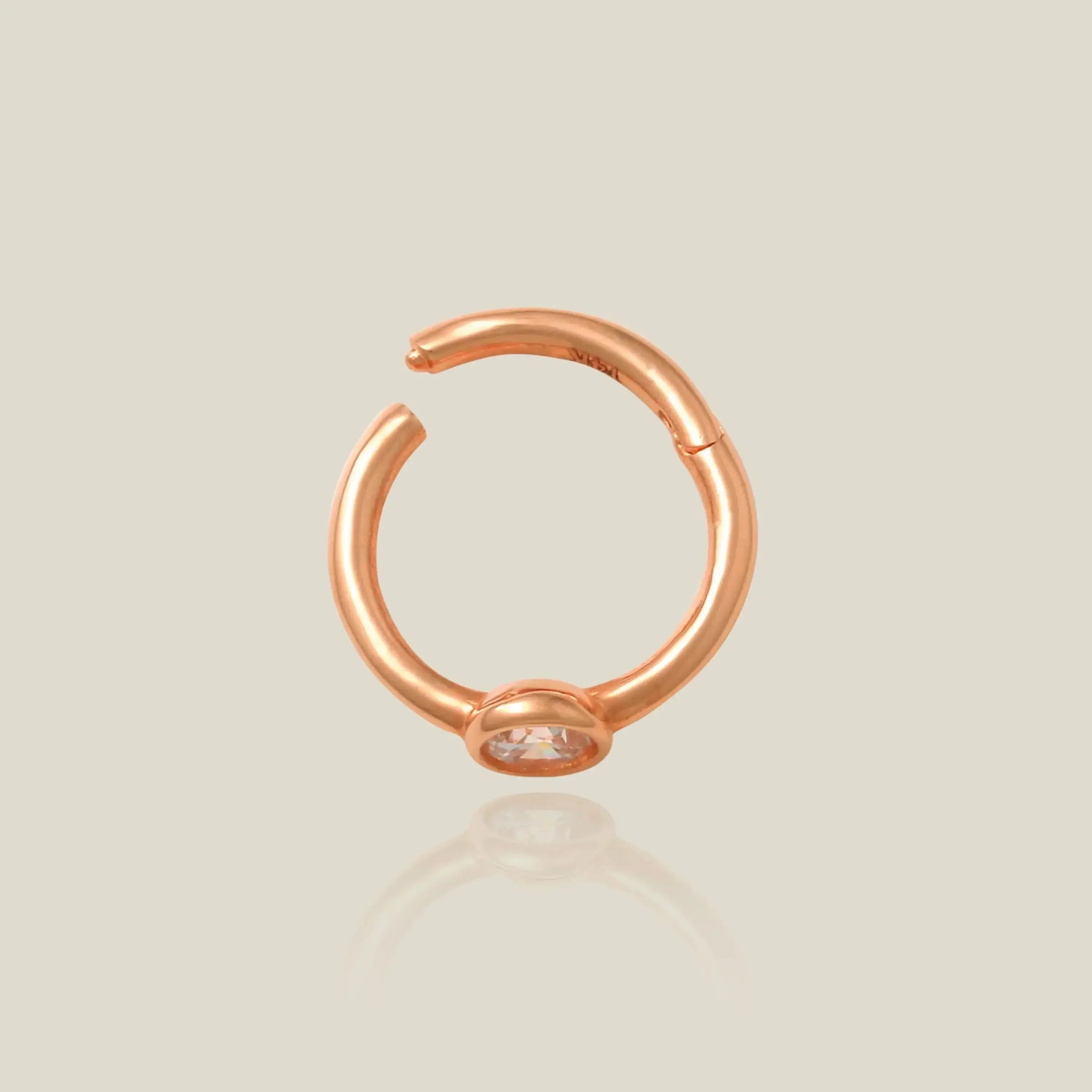 14K Solid Gold Bezel CZ Clicker Hoop – Anygolds