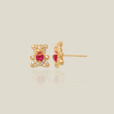 14K Solid Gold Teddy Bear with Heart Stud Earrings – Anygolds