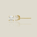 14K Solid Gold CZ Square Stud Earrings – Anygolds