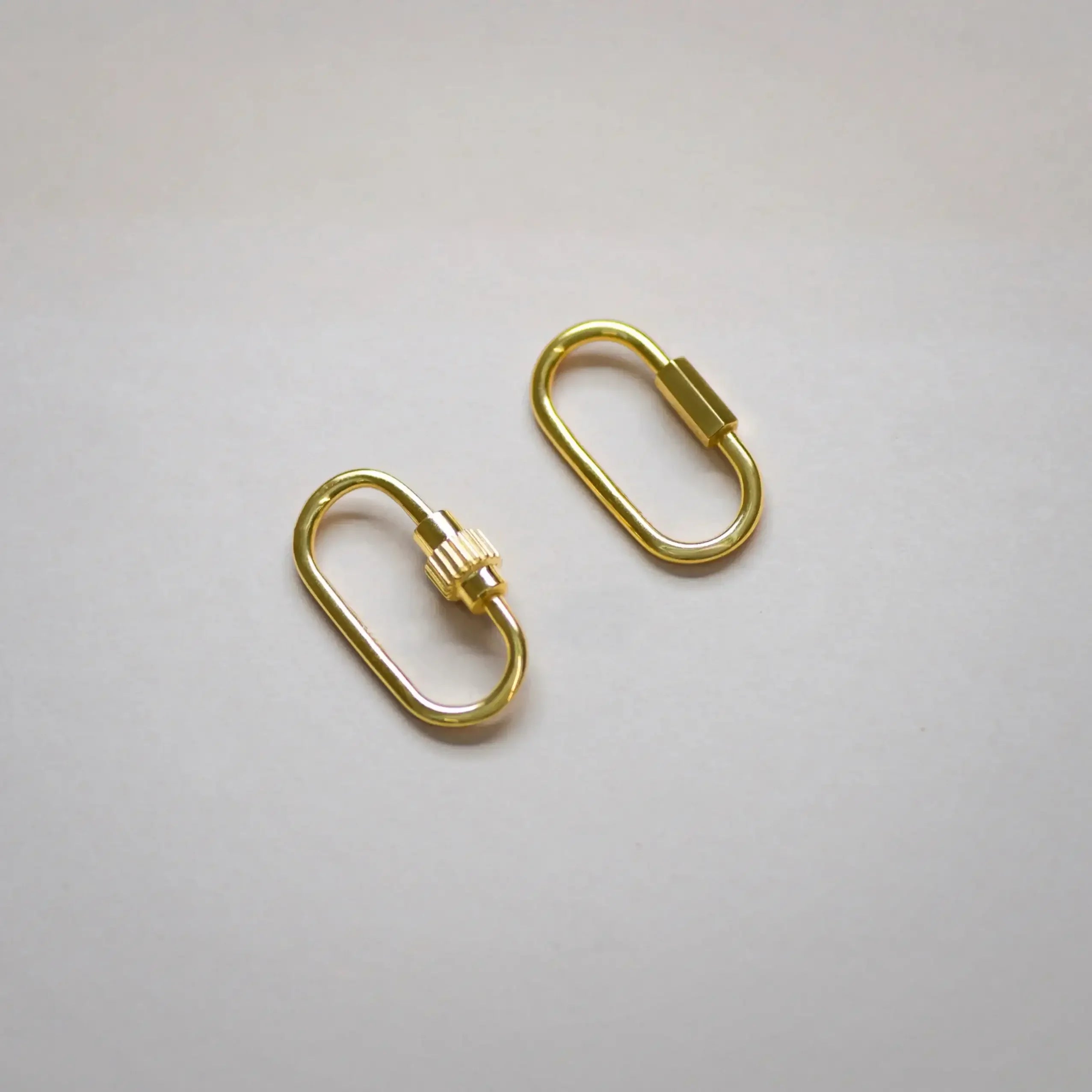 14K Solid Gold Barrel Oval Carabiner Screw Connector – Anygolds