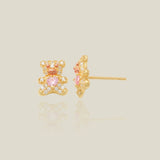 14K Solid Gold Teddy Bear with Heart Stud Earrings – Anygolds