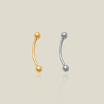 14K Solid Gold Plain Ball Curved Barbell – Anygolds