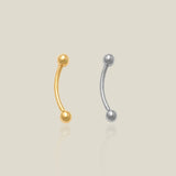 14K Solid Gold Plain Ball Curved Barbell – Anygolds