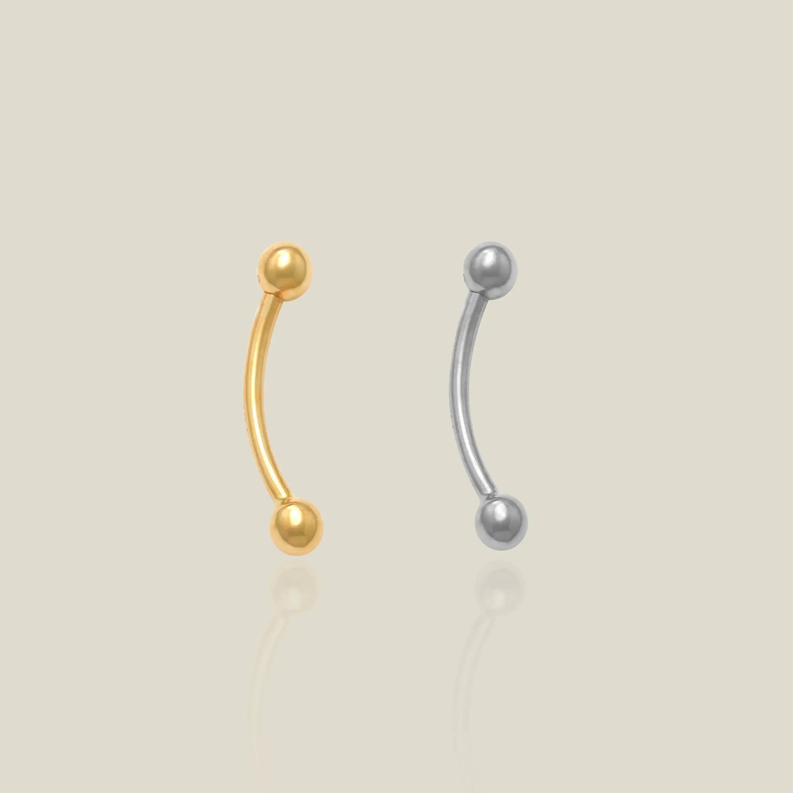 14K Solid Gold Plain Ball Curved Barbell – Anygolds