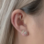 14K Solid Gold Princess-Cut CZ Hoop – Anygolds