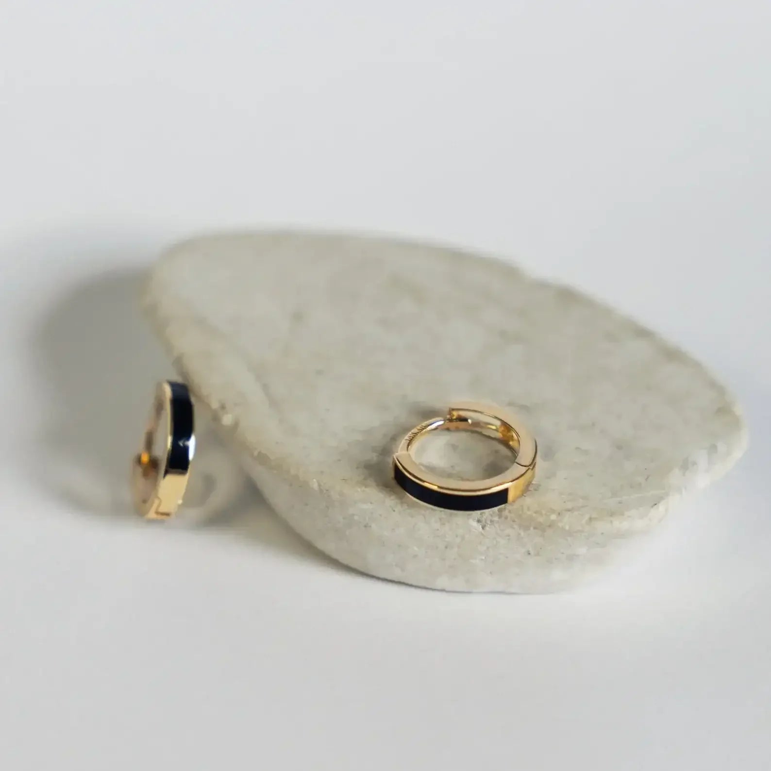 14K Solid Gold Black & Gold Mini Hoop Earrings – Anygolds