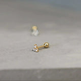 14K Solid Gold Diamond Trinity Lotus Stud – Anygolds