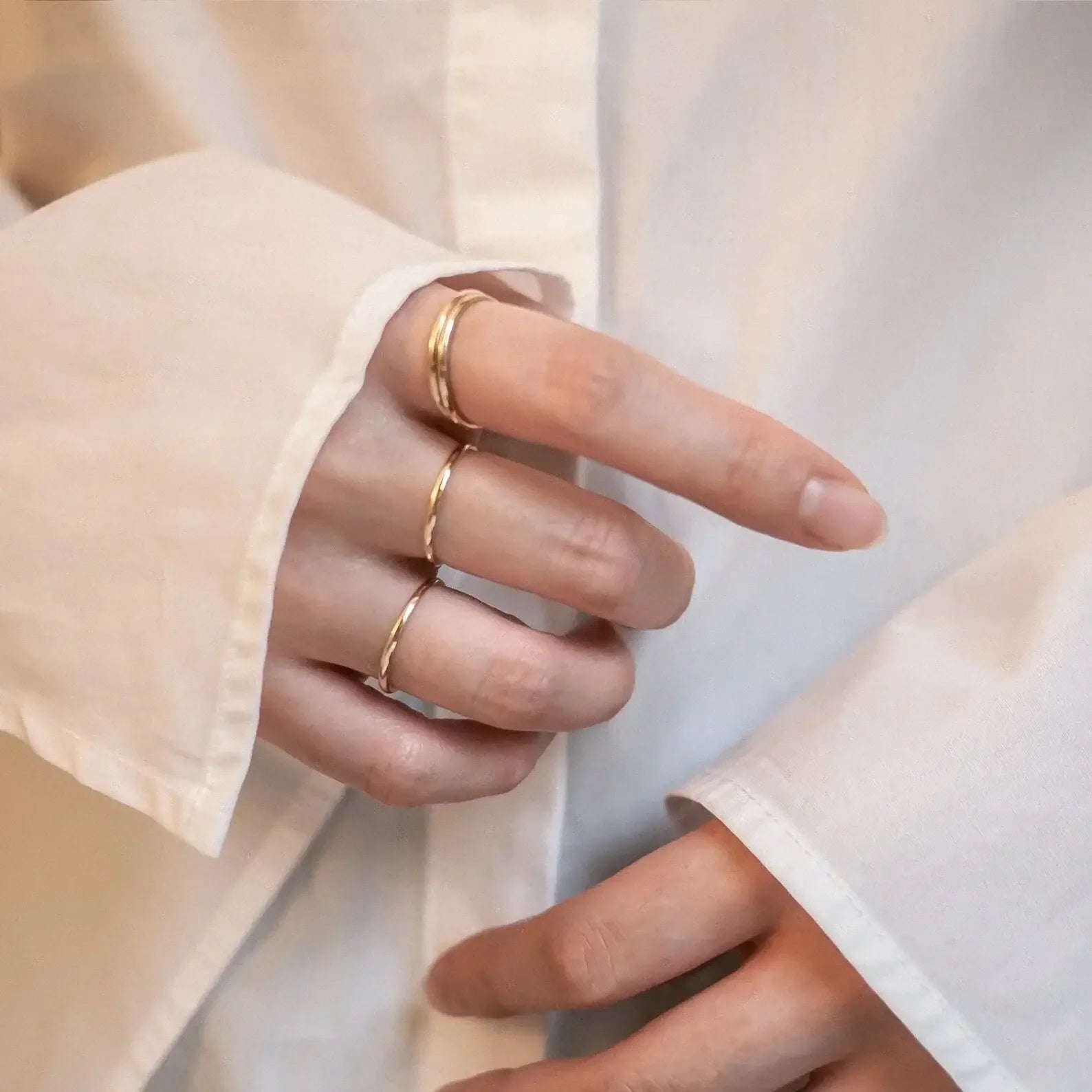 14K Solid Gold Minimalist Stacking Ring – Anygolds