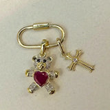 14K Solid Gold Diamond Heart Teddy Bear Pendant – Anygolds