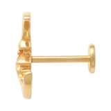 14K Solid Gold Crescent Moon Face Stud – Anygolds