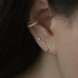 14K Solid Gold Diamond Round Stud – Anygolds