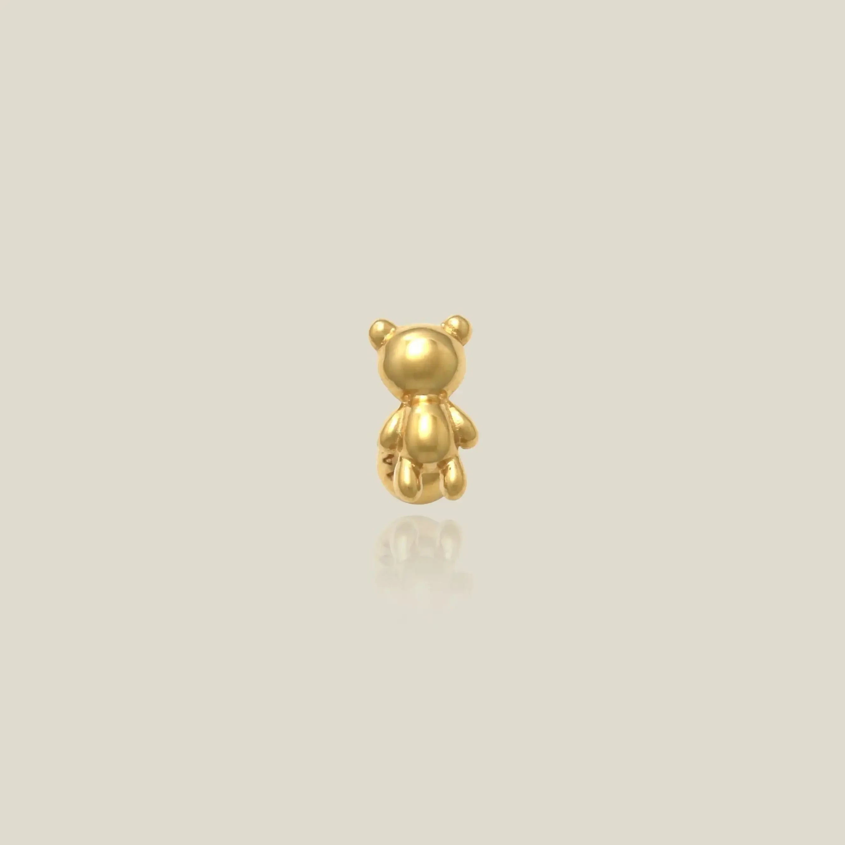 14K Solid Gold Mini Teddy Bear Stud – Anygolds