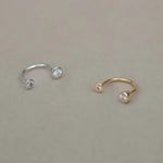 14K Solid Gold Bezel Diamond Horseshoe Hoop – Anygolds