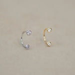 14K Solid Gold Bezel Diamond Horseshoe Hoop – Anygolds