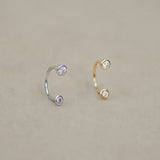 14K Solid Gold Bezel Diamond Horseshoe Hoop – Anygolds