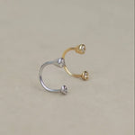 14K Solid Gold Bezel Diamond Horseshoe Hoop – Anygolds