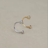 14K Solid Gold Bezel Diamond Horseshoe Hoop – Anygolds