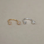 14K Solid Gold Bezel Diamond Horseshoe Hoop – Anygolds