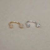 14K Solid Gold Bezel Diamond Horseshoe Hoop – Anygolds