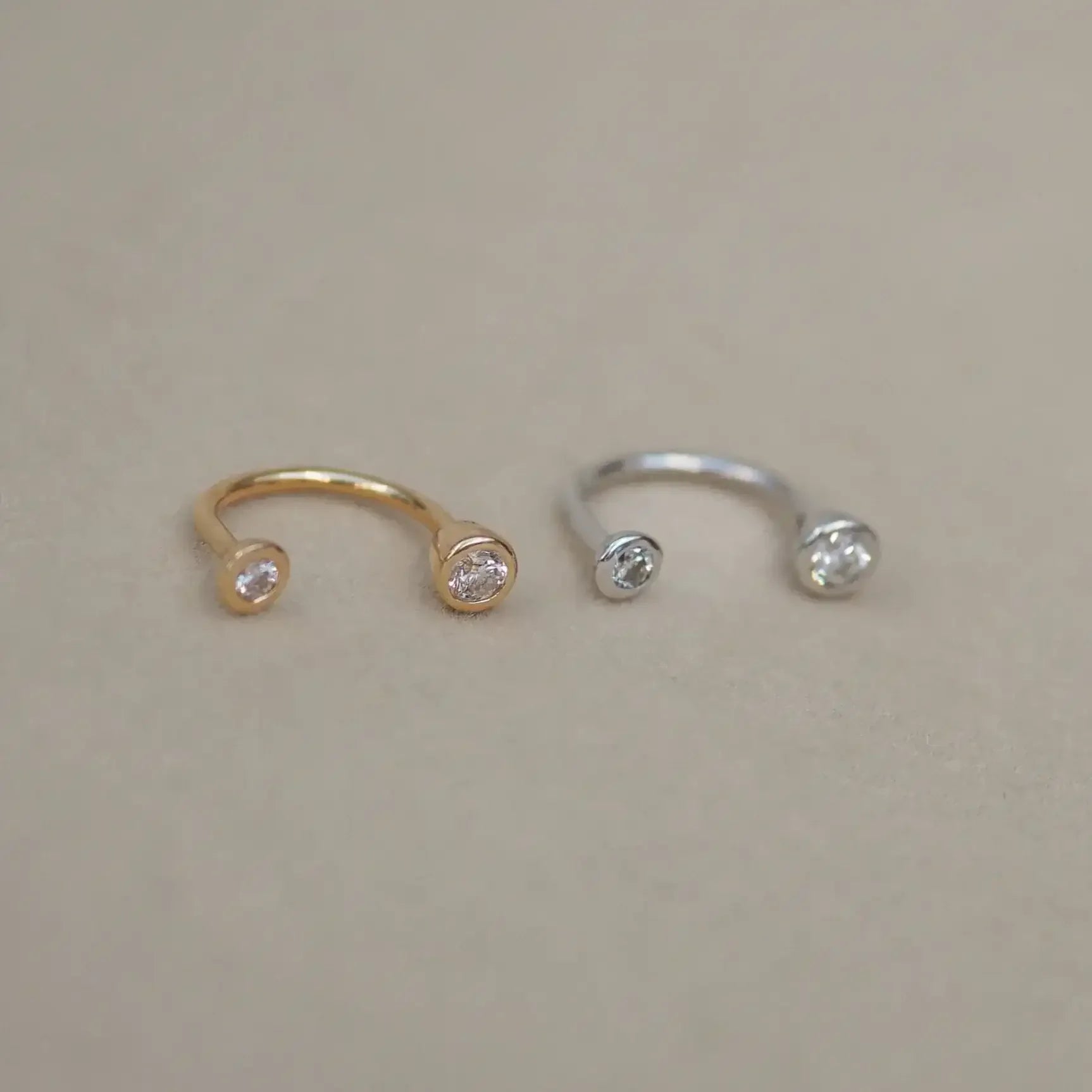 14K Solid Gold Bezel Diamond Horseshoe Hoop – Anygolds