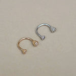 14K Solid Gold Bezel Diamond Horseshoe Hoop – Anygolds
