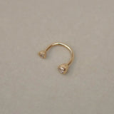 14K Solid Gold Bezel Diamond Horseshoe Hoop – Anygolds