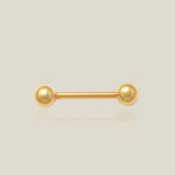 14K Solid Gold Plain Ball Thick Straight Barbell – Anygolds