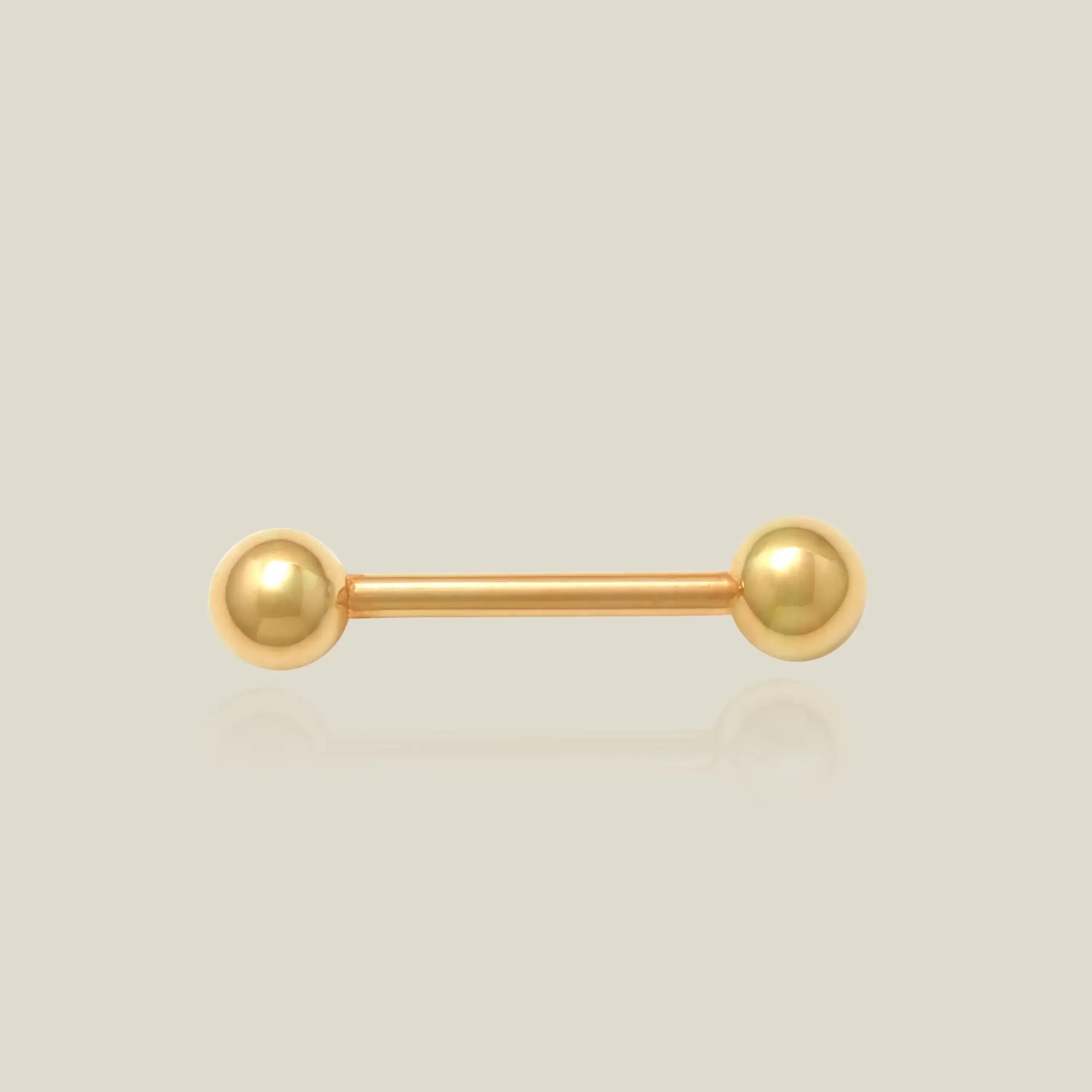 14K Solid Gold Plain Ball Thick Straight Barbell – Anygolds