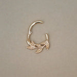 14K Solid Gold Laurel Leaf Clicker Hoop – Anygolds