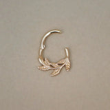 14K Solid Gold Laurel Leaf Clicker Hoop – Anygolds