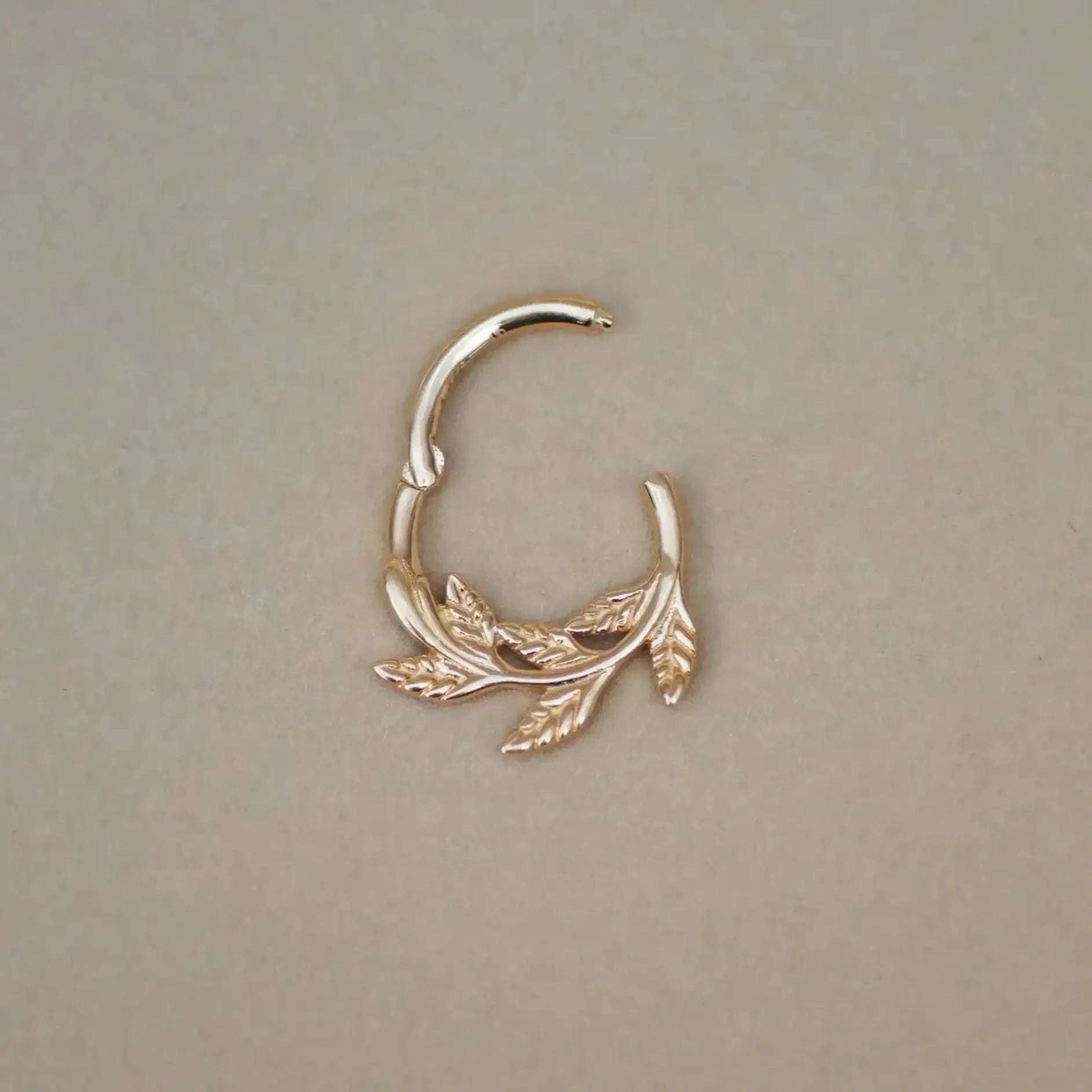 14K Solid Gold Laurel Leaf Clicker Hoop – Anygolds
