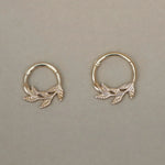 14K Solid Gold Laurel Leaf Clicker Hoop – Anygolds