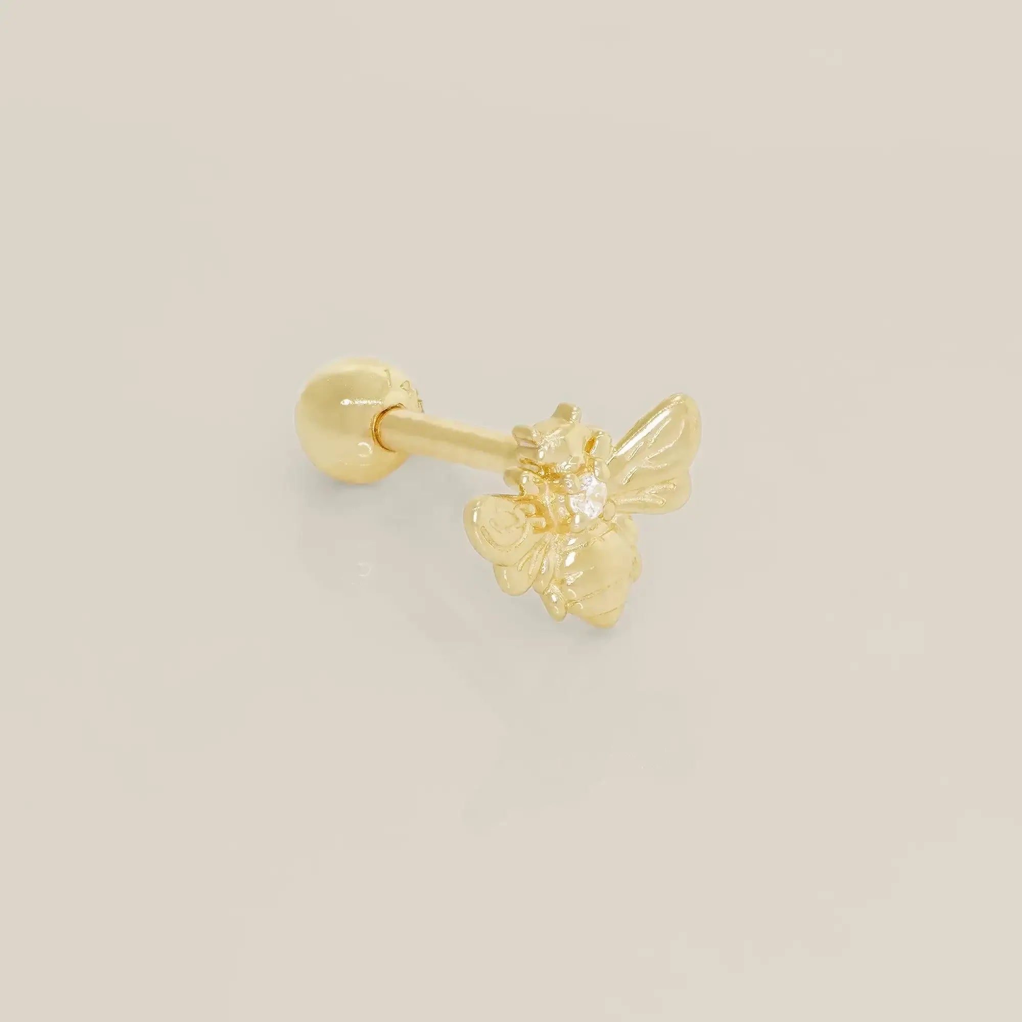 14K Solid Gold Bee Stud – Anygolds