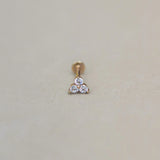 14K Solid Gold Trinity Lotus CZ Stud – Anygolds