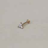 14K Solid Gold Trinity Lotus CZ Stud – Anygolds