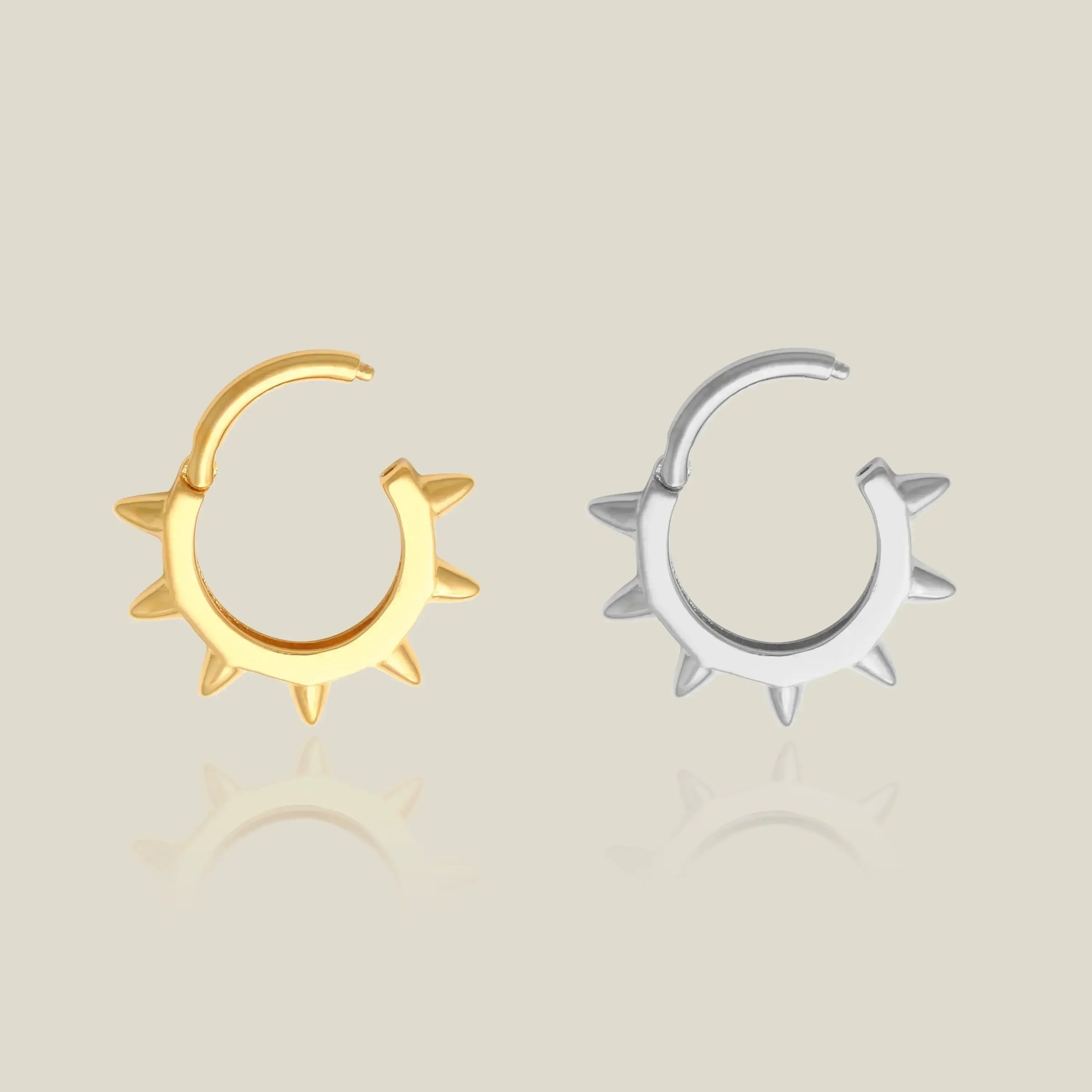 14K Solid Gold Spike Clicker Hoop – Anygolds