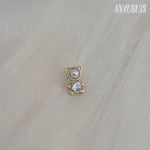 14K Solid Gold Pearl & Stone Teddy Bear Stud – Anygolds