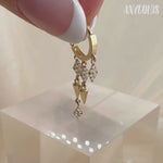 14K Solid Gold CZ Spike Dangle Hoop – Anygolds