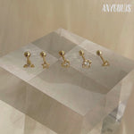 14K Solid Gold Essential Stacking Stud - Triforce, Heart, Triangle, Star, and Clover – Anygolds