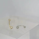 14K Solid Gold Bezel Diamond Horseshoe Hoop – Anygolds