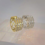 14K Solid Gold Pavé Row Diamond Huggie Hoop Earrings (2&3 Rows) – Anygolds