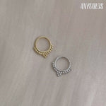 14K Solid Gold Beaded Clicker Tri-Hoop – Anygolds