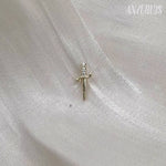 14K Solid Gold CZ Petite Dagger Stud – Anygolds